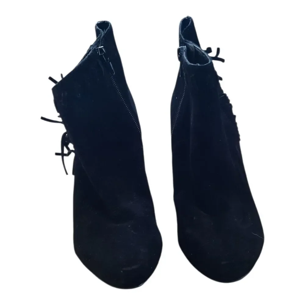 MIA Suede Black Fringe Ankle Boots